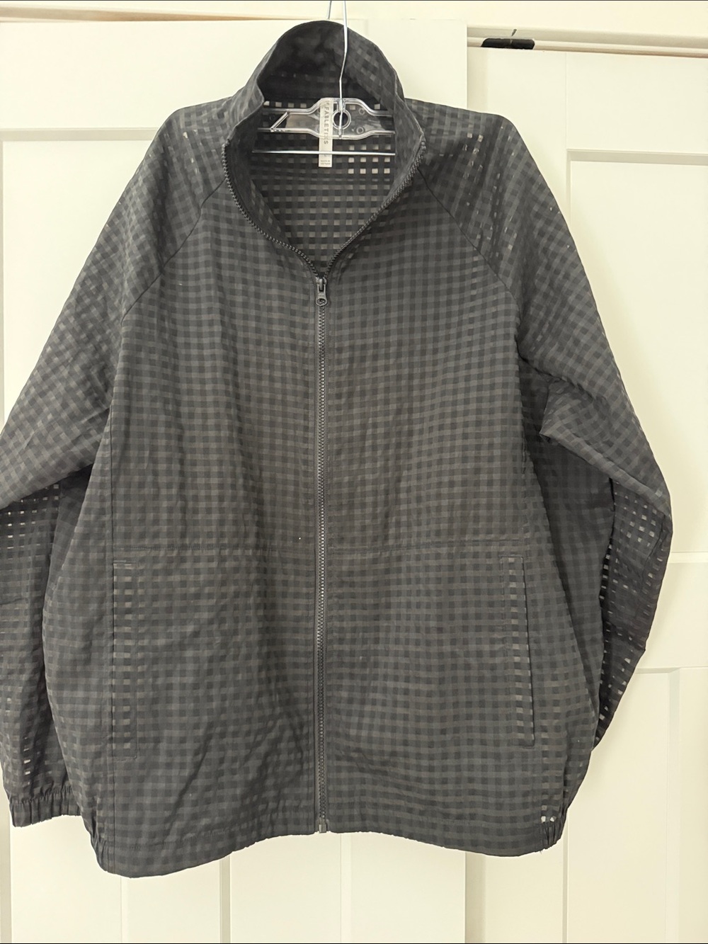 Fabletics Men's Black Grid Windbreaker Jacket